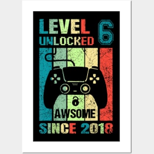 6Th Birthday Gaming Level 6 Unlocked Awesome Since 2018 Posters and Art